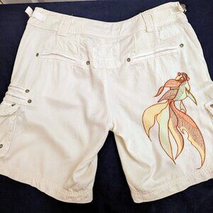 Da-Nang Koi Fish Cream Cargo Shorts Small